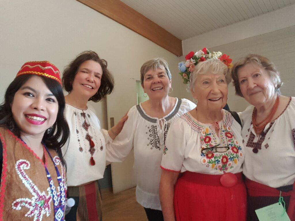 Ferra Spencer with Friends at Folk-dancing Festival